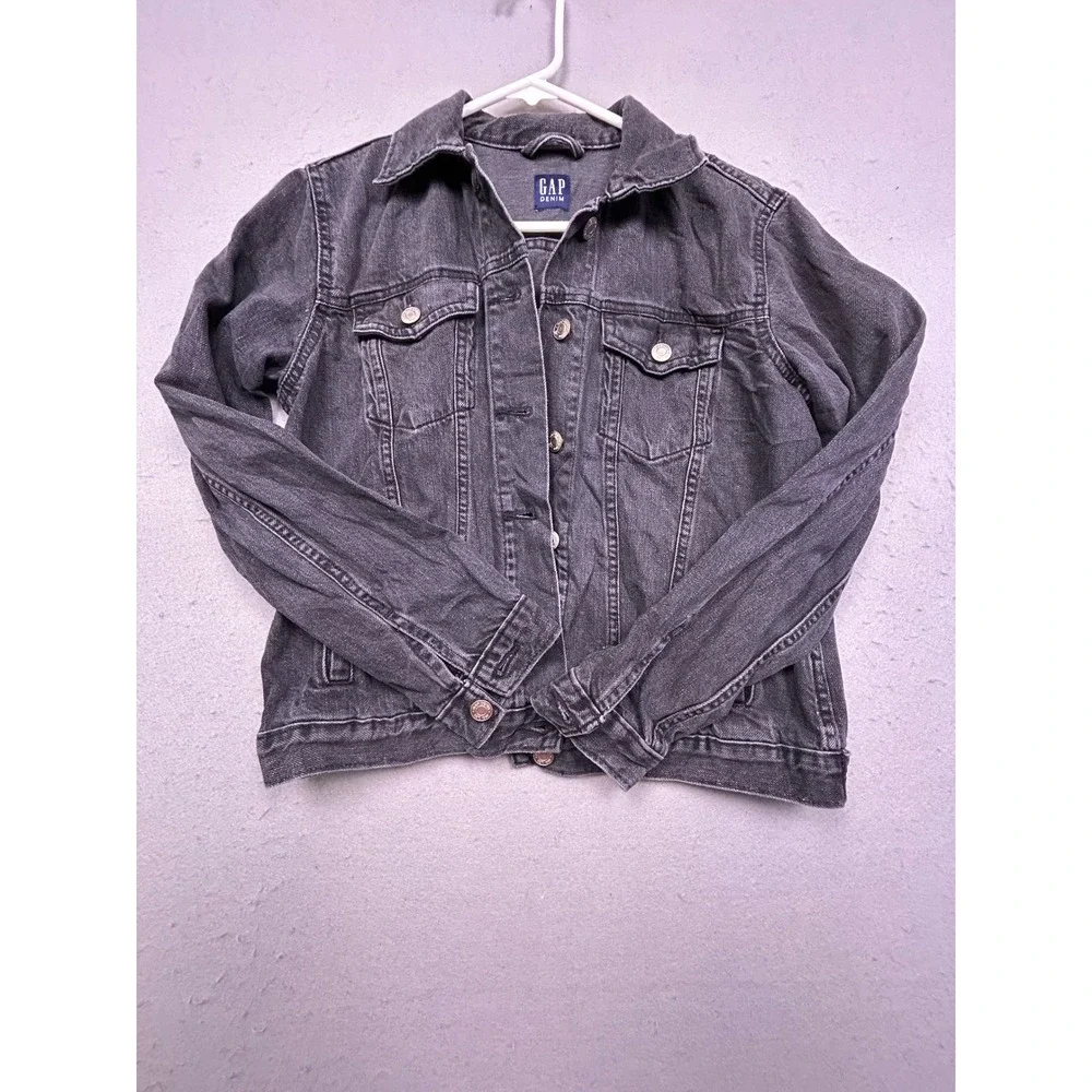GAP Denim Jacket Cotton Faded Black XS Womens